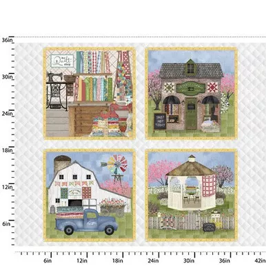 3 Wishes - Shop Hopping- 36" Pillow Panel, Multi