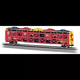 89' Tri-Level Open Auto Carrier - Ready to Run -- Atchison, Topeka & Santa Fe (Red)