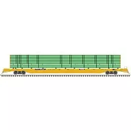 ACF 89' F89-J Flatcar with Deck Risers and Pipe Load - Ready to Run -- PTTX 602491 (2000s yellow, black, Conspicuity Stripes)