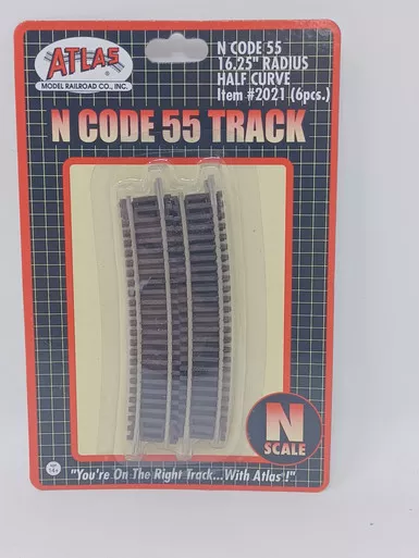 Atlas 2021 - Code 55 16-1/4" Radius Half Curve 6 pcs - N Scale