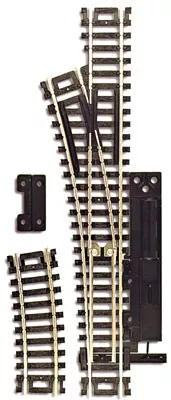ATLAS - HO Scale Code 100 Manual Left-Hand Switch Model Railroad Track (Nickel Silver, Black Ties) (860)