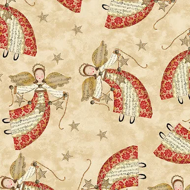 Benartex - Contempo - White Christmas - Angels, Tan