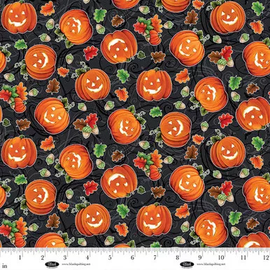 Blank Quilting - Spooky Aura Glow - Pumpkins, Black