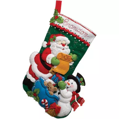 BUCILLA - Santa's List Stocking Felt Applique Kit - 18" Long (86360)