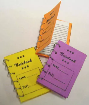 BY BARB - 1" Scale Dollhouse Miniature - 3 Spiral Notebook/Multi-Colored (SD93)