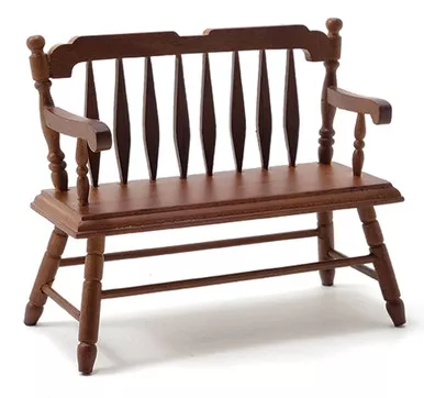 CLASSICS - 1 Inch Scale Dollhouse Miniature Furniture - Deacon Bench Walnut (CLA10512)