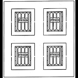 Etched Lavatory Windows for Branchline Trains Single Window Coach -- St. Louis - San Francisco (Frisco)
