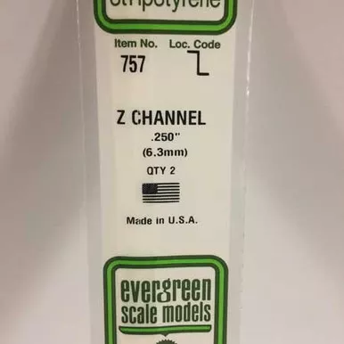 EVERGREEN - .250 Z Channel Styrene Stock 2pk (757)