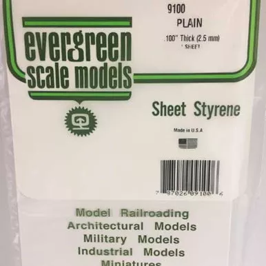 EVERGREEN - White Styrene Stock Sheet .100 x 6 x 12 (1) (9100)