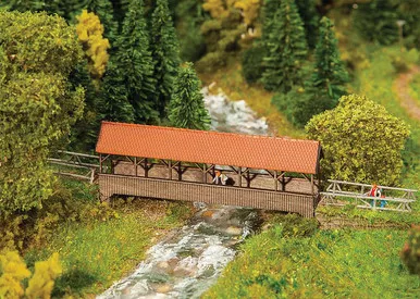 Faller 222574 - Roofed/Covered Pedestrian Bridge - N Scale Kit