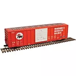 FMC 5077 50' Single-Door Boxcar - Ready to Run -- Providence & Worcester #303 (red, white, black)