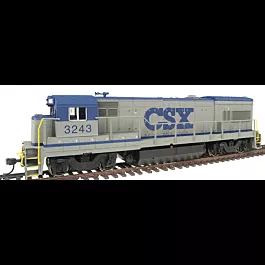 GE U23B - Standard DC -- CSX #3243 (gray, blue "Stripe")