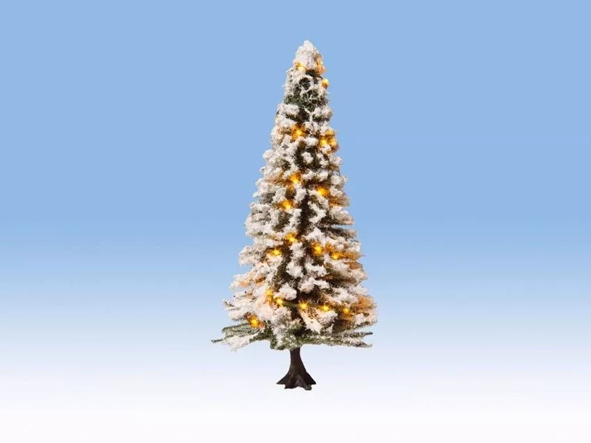 Illuminated Christmas Tree with 30 LEDs, snowy, 12 cm high