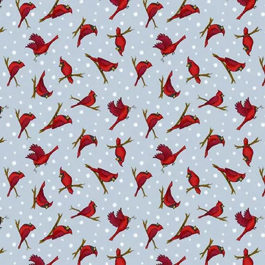 Marcus Fabrics - Friends & Flakes - Cardinal, Sky