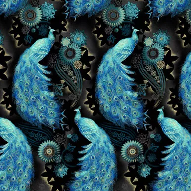 Michael Miller - Magnificent Peacock - Peacock Dance, Blue