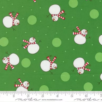 Moda - Snow Time - Tossed Snowman, Evergreen