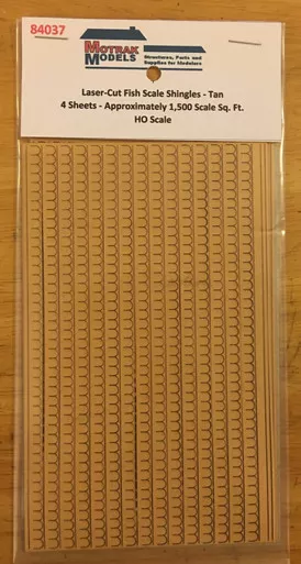 Motrak Models 84037 - Laser-Cut Fish Scale Shingles - Tan- HO Scale