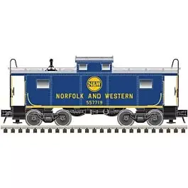 NE-6 Caboose - Ready to Run - Master(R) -- Norfolk & Western 557713 blue, yellow, silver, Hamburger Logo)