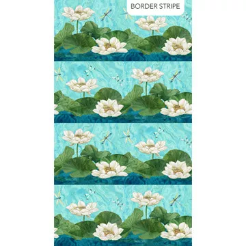 Northcott - Tranquil Waters - 10.75” Border Stripe, Dark Blue