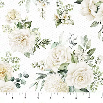 Northcott - White Wedding - Floral, White