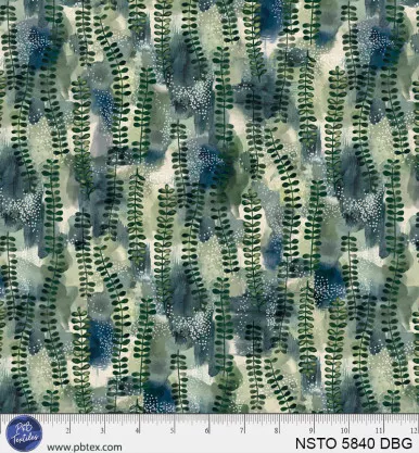 P & B Textiles - Nature Story - Vines, Dark Blue/Green