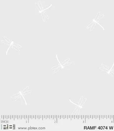 P & B Textiles - Ramblings Fun - Dragonflies, White on White