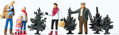 Preiser 10627 - Christmas Tree Lot - w/4 Trees - HO Scale
