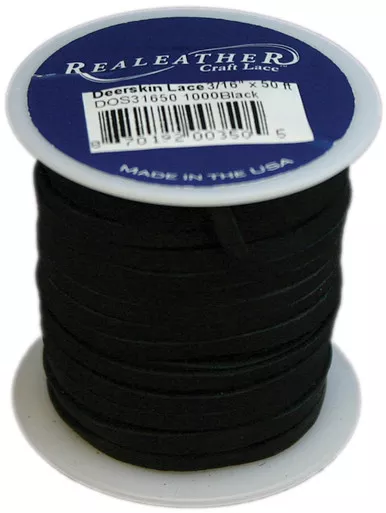 REALEATHER CRAFTS - Deerskin Lace .125"X50' Spool-Black (DOS50-1000)