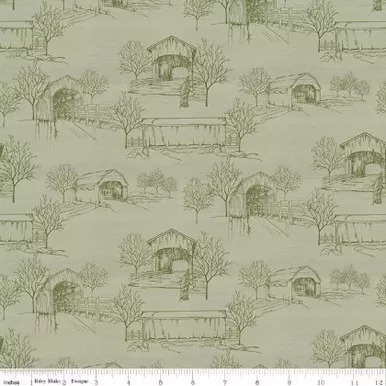 Riley Blake - Covered Bridges in Fall - Toile, Sage