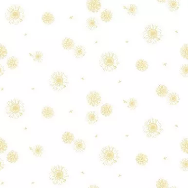Riley Blake - Honey Bees & Flowers Please - Tonal Sunflowers, White