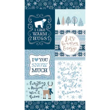 Riley Blake - Winter Magic - 24" Warm Hugs Panel, Blue