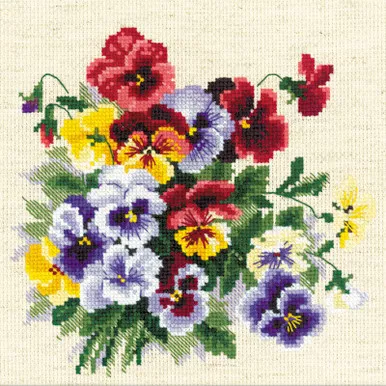 RIOLIS - Pansy Medley Counted Cross Stitch Kit-8"X8" 14 Count (R1516)