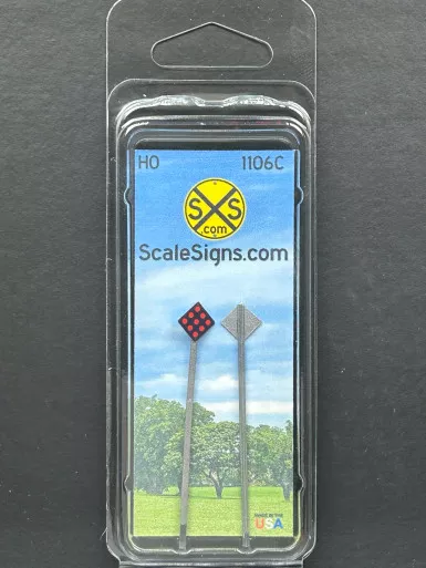 ScaleSigns HO-1100-004-v01-C - Red Object Marker Sign and Pole- HO Scale