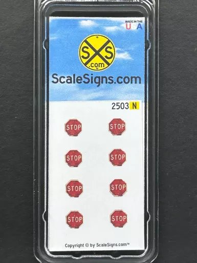 ScaleSigns N-2503 - Stop Sign (Current day) (Red-Weathered)- N Scale