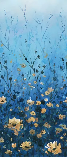 Studio E - Behind Blue Eyes - Reaching Floral, Peacock