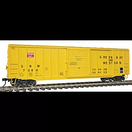Trainman(R) ACF 50'6" Boxcar - 2-Rail - Ready to Run -- Green Bay & Western (yellow)