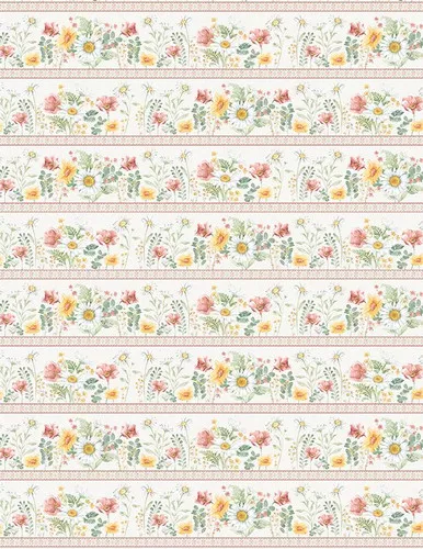 Wilmington Prints - Daisy Days - Repeating Stripe, Multi