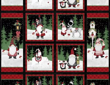 Wilmington Prints - Snowy Gnomies - 24" Craft Panel, Multi