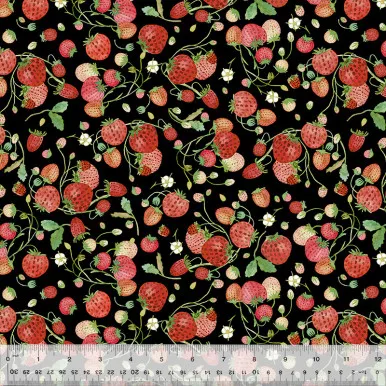 Windham Fabrics - Forest Fruits - Strawberries, Black