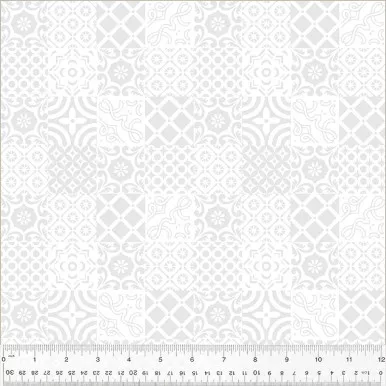 Windham Fabrics - Frosting - Azulejo, White on White