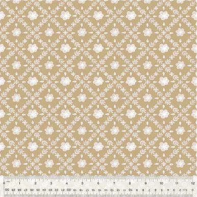 Windham Fabrics - Petal and Purr - Garden Lattice, Taupe
