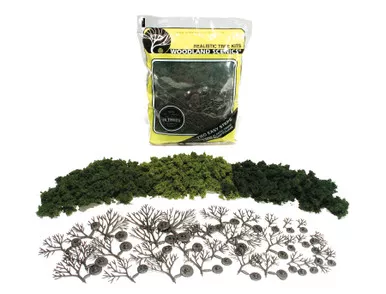 Woodland Scenics TR1101 - Realistic Tree Kits Light, Medium and Dark Green - 36/pkg - 3/4" - 3"