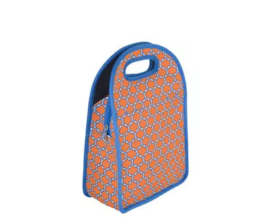 ZEE'S CREATIONS - Neoprene Lunch Tote - Orange & Blue (NP708)